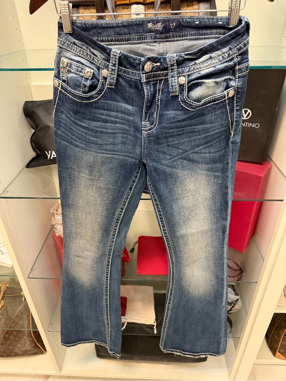Miss Me Blue Faded Wide Leg Jeans Sz27